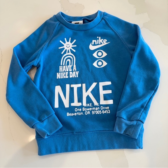 Nike Kids' "Have A Nike Day" Blue Graphic Crew Neck Sweatshirt Pullover Size 3T - Picture 2 of 6
